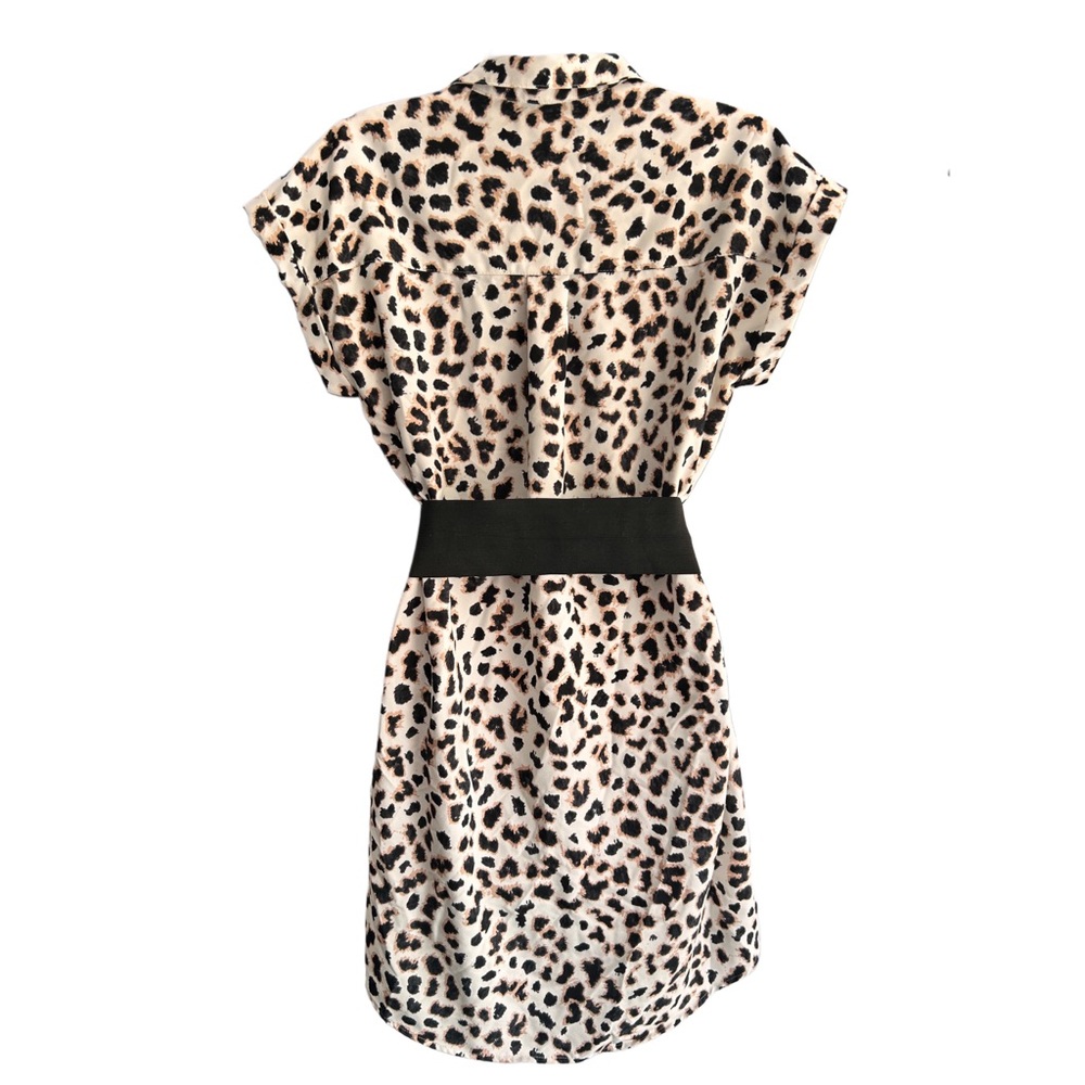 Express Animal Print Belted Shirt Dress Size Small Excellent Condition - Picture 2 of 6